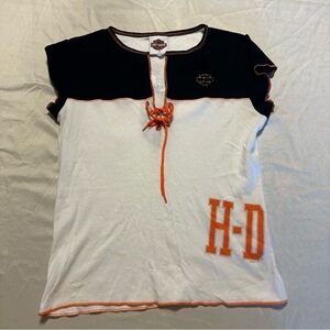 Harley-Davidson Black Shirt with Orange Stitching size small